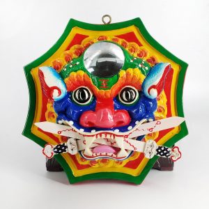 立體獅頭八卦鏡-雙劍7寸