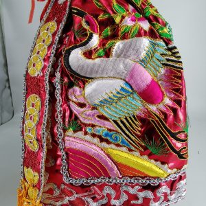 繡線浮金絲鶴壽衣-紅