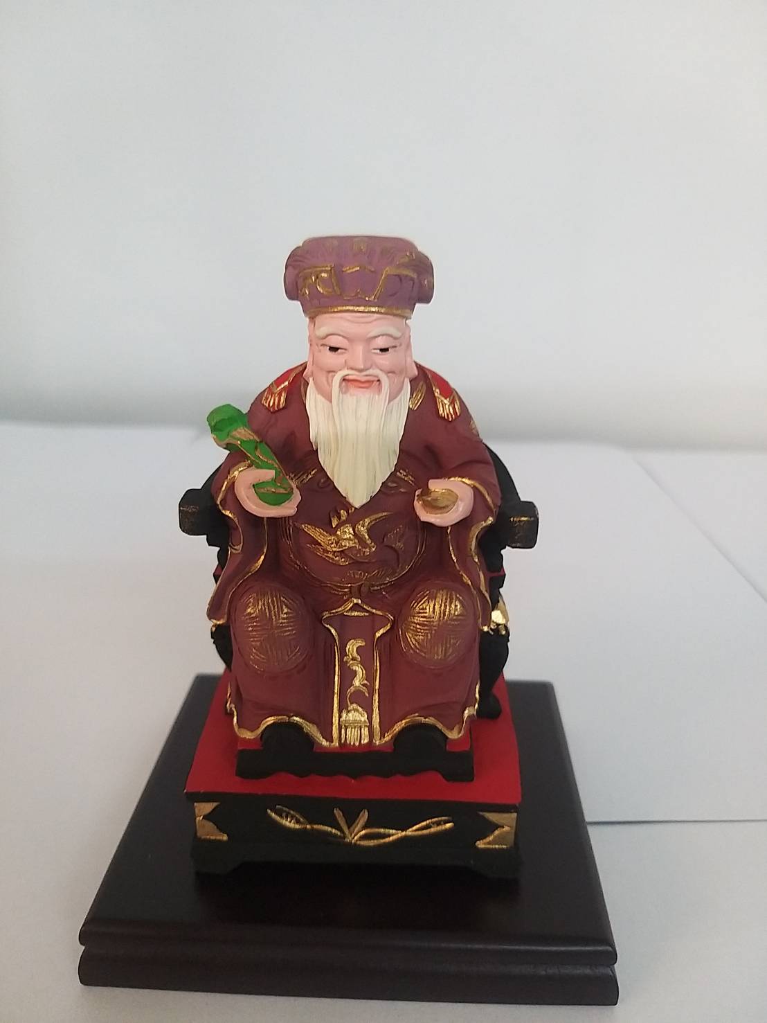 小佛像冷陶土地公(坐)-彩繪